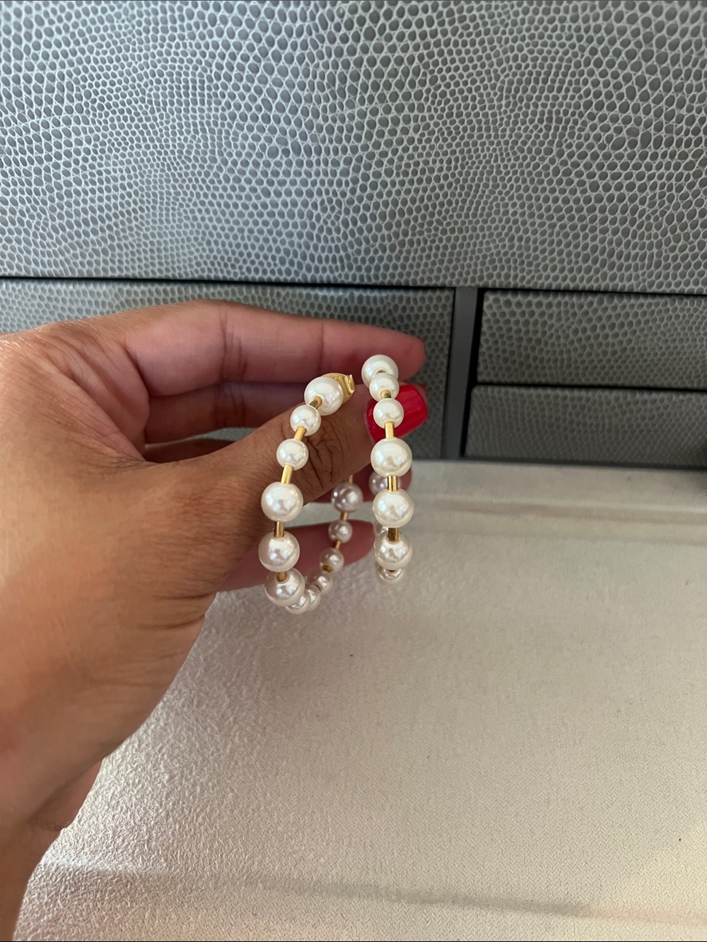 J. Crew Gold Hoop Earrings with White Pearls